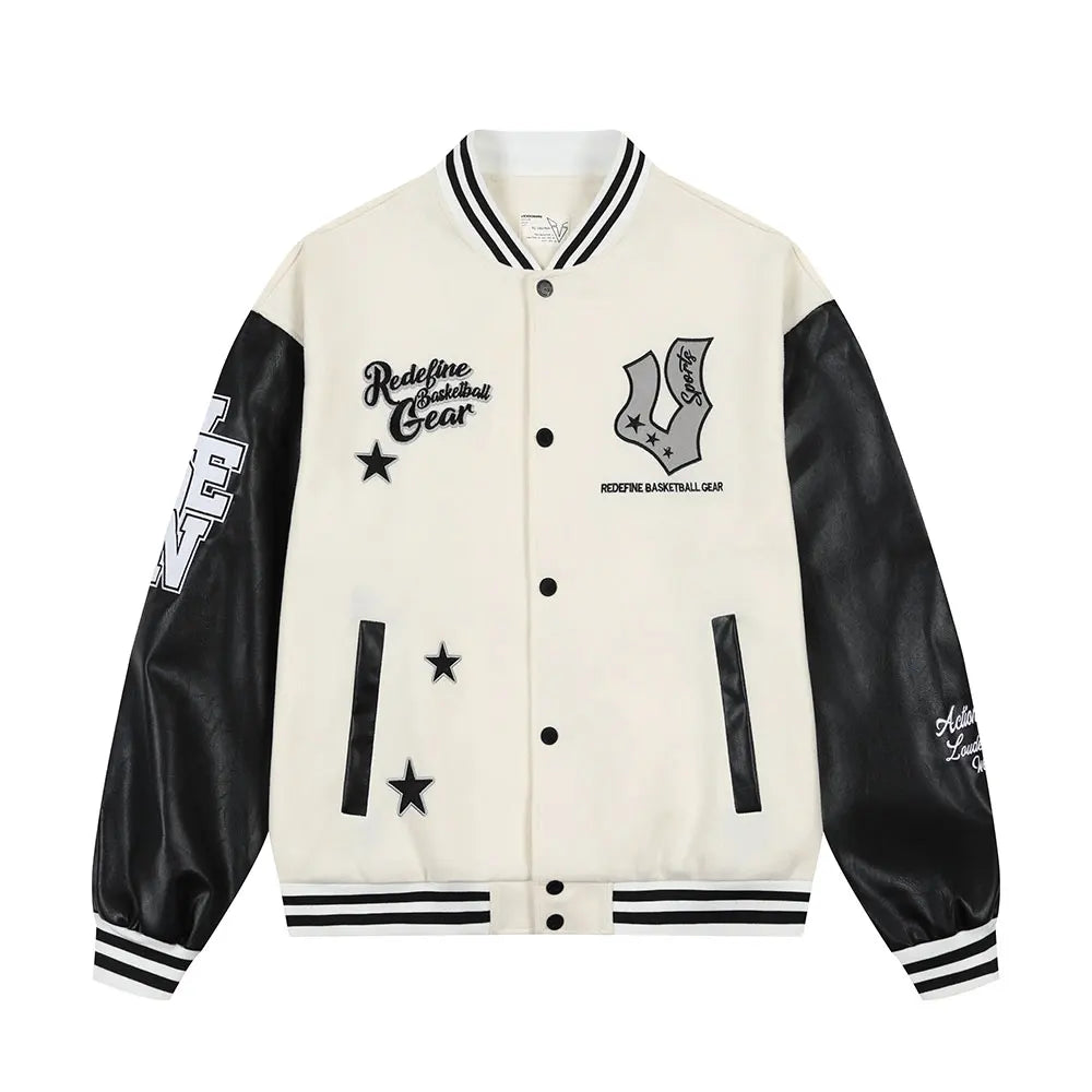 Veste de baseball boutonnée à manches longues pour hommes, manteau universitaire à imprimé étoiles, col de baseball chimilcasual, printemps et automne