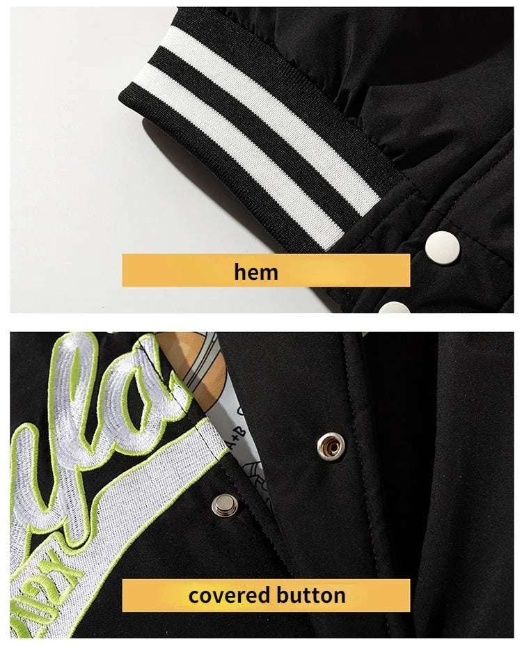 Veste d'université d'hiver pour hommes et femmes, veste de Baseball Hip Hop avec lettres brodées, Vintage, mode Streetwear, manteau à capuche, vêtements rétro
