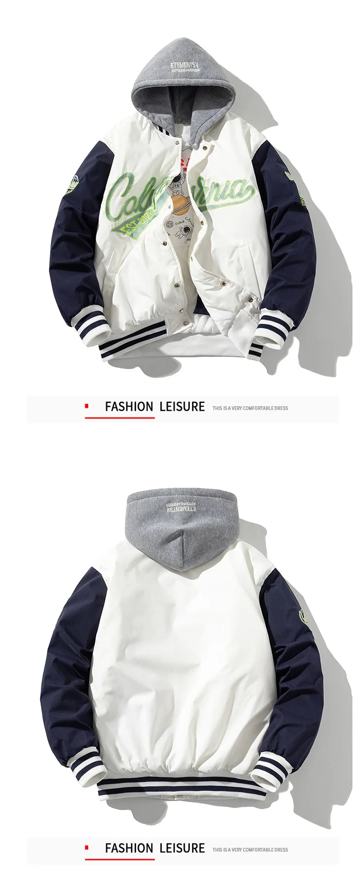 Veste d'université d'hiver pour hommes et femmes, veste de Baseball Hip Hop avec lettres brodées, Vintage, mode Streetwear, manteau à capuche, vêtements rétro