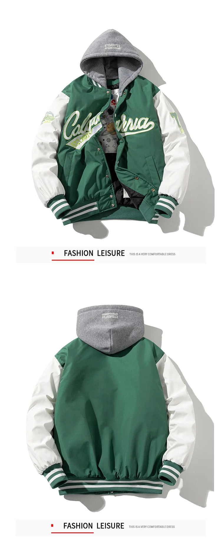 Veste d'université d'hiver pour hommes et femmes, veste de Baseball Hip Hop avec lettres brodées, Vintage, mode Streetwear, manteau à capuche, vêtements rétro