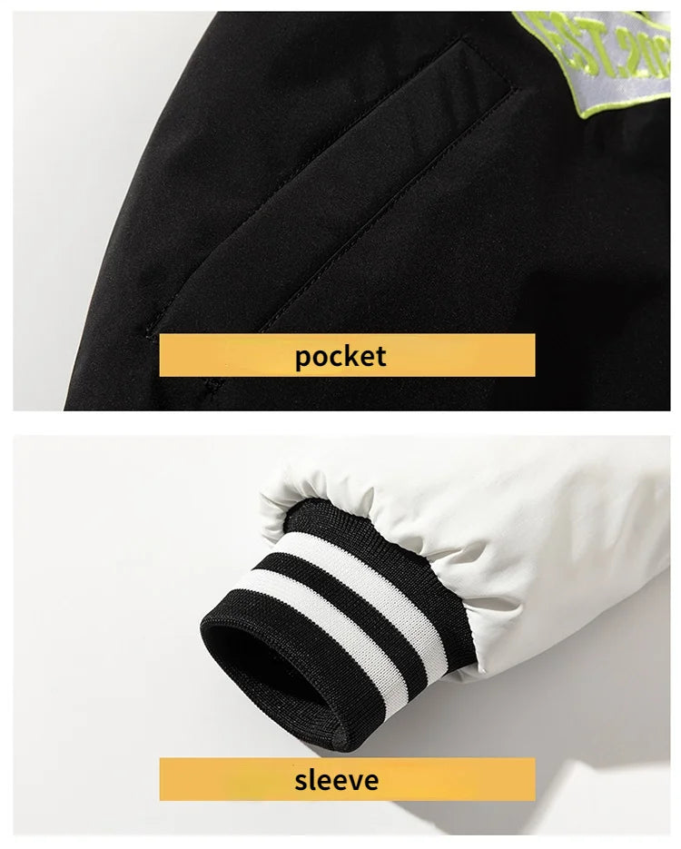 Veste d'université d'hiver pour hommes et femmes, veste de Baseball Hip Hop avec lettres brodées, Vintage, mode Streetwear, manteau à capuche, vêtements rétro