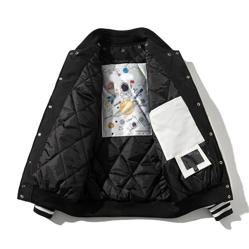 Veste d'université d'hiver pour hommes et femmes, veste de Baseball Hip Hop avec lettres brodées, Vintage, mode Streetwear, manteau à capuche, vêtements rétro
