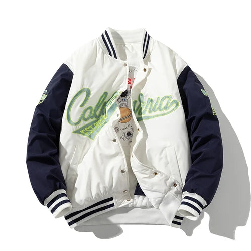 Veste d'université d'hiver pour hommes et femmes, veste de Baseball Hip Hop avec lettres brodées, Vintage, mode Streetwear, manteau à capuche, vêtements rétro