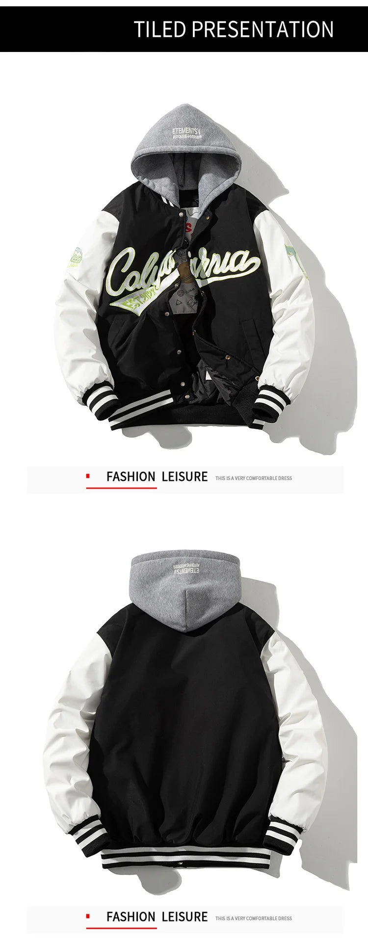 Veste d'université d'hiver pour hommes et femmes, veste de Baseball Hip Hop avec lettres brodées, Vintage, mode Streetwear, manteau à capuche, vêtements rétro