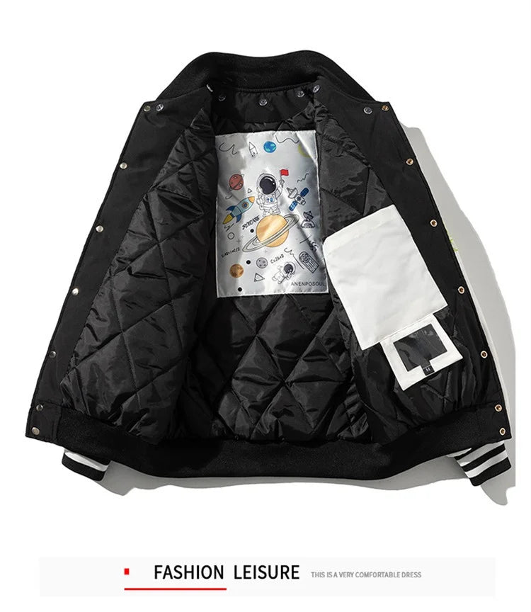 Veste d'université d'hiver pour hommes et femmes, veste de Baseball Hip Hop avec lettres brodées, Vintage, mode Streetwear, manteau à capuche, vêtements rétro