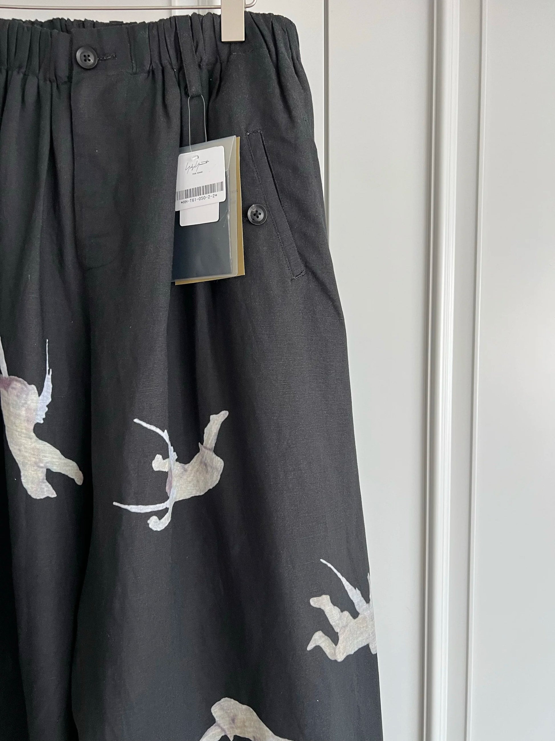 FANTASTIC Pantalon design original Pantalon Cupidon Angel imprimé en lin Pantalon à jambes larges Pantalon décontracté ample