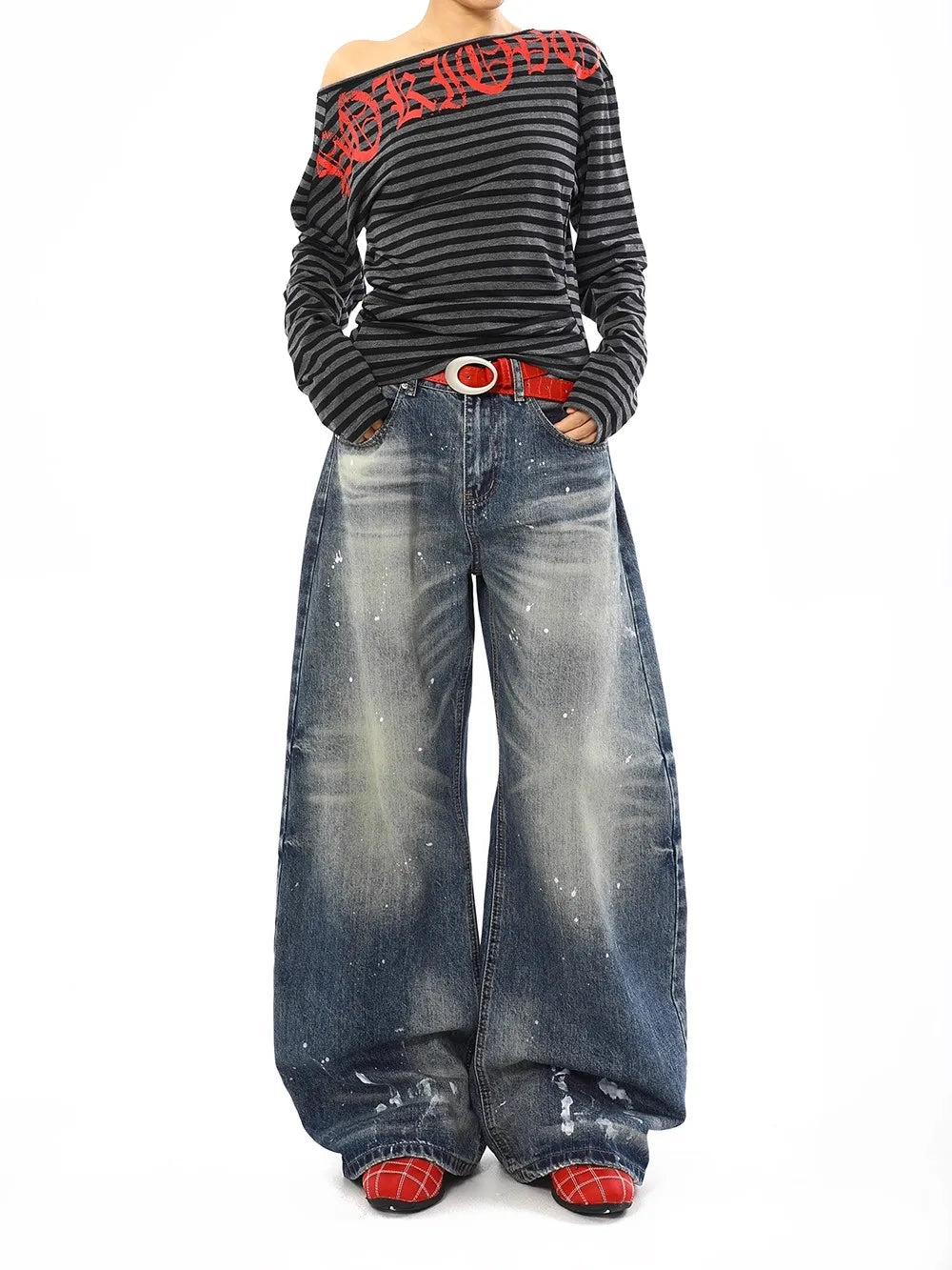 Jean Baggy Vintage taille haute pour femmes, pantalon à jambes larges, surdimensionné, Harajuku, jambes droites, Y2K