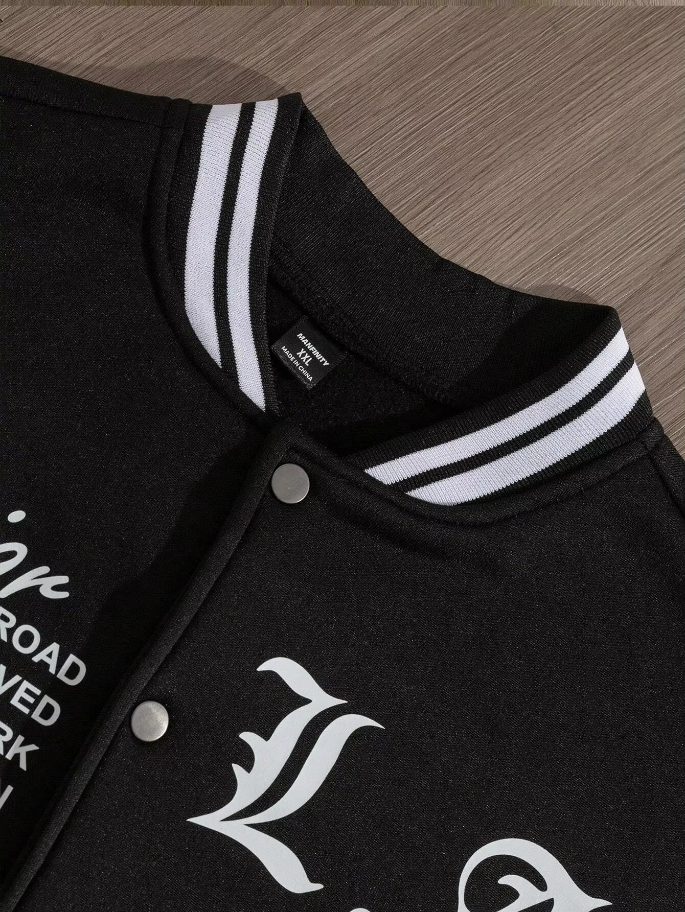 Manfinity EMRG hommes Simple impression quotidien à manches longues veste de Baseball hommes veste hommes vêtements vestes pour hommes