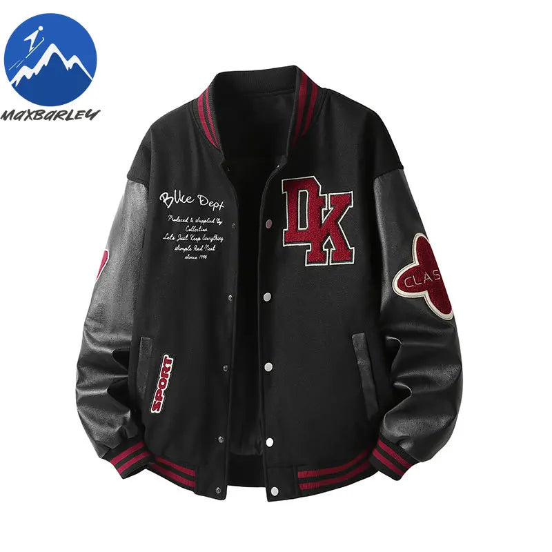 Maxbarley Hip Hop veste de Baseball américaine hommes femmes 2025 automne moto PU cuir Patchwork vestes rue coupe-vent manteau