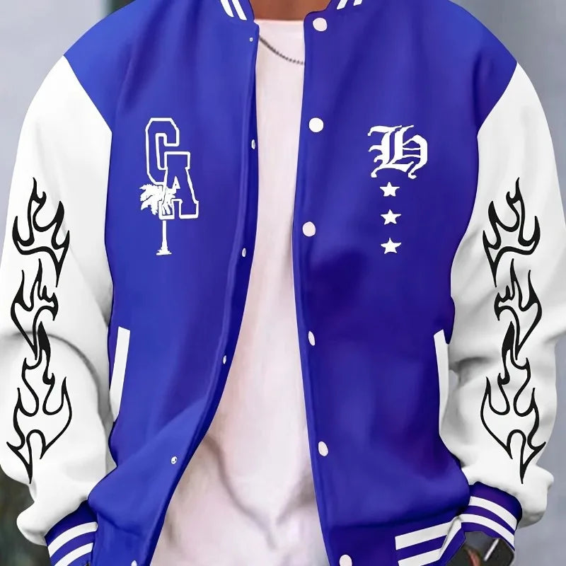 Veste décontractée pour hommes, uniforme de Baseball de Campus, léger, contraste, col de Baseball, poche, Style Hip Hop Rock