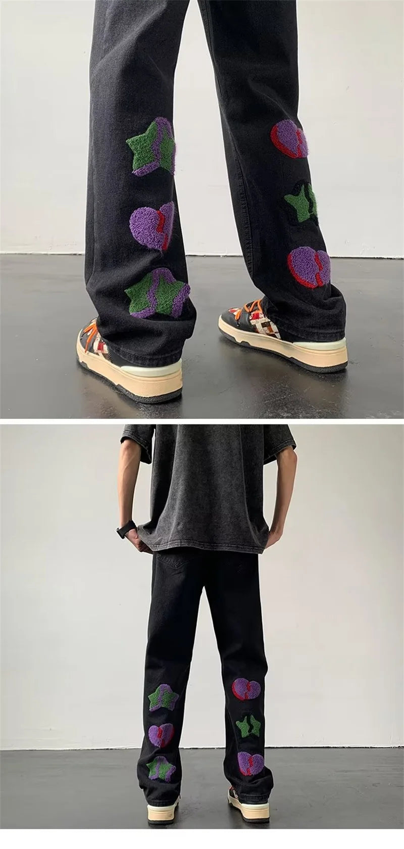 2025 nouveau Goth Graffiti brodé Jean hommes haute rue Harajuku mode Denim pantalon Hip Hop Y2K Vintage Jean pantalones