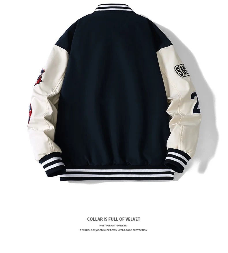 Veste de Baseball de Campus pour hommes, automne Hip-hop Harajuku, lettre cousue brodée, veste de moto, manteau coupe-vent ample pour Couple