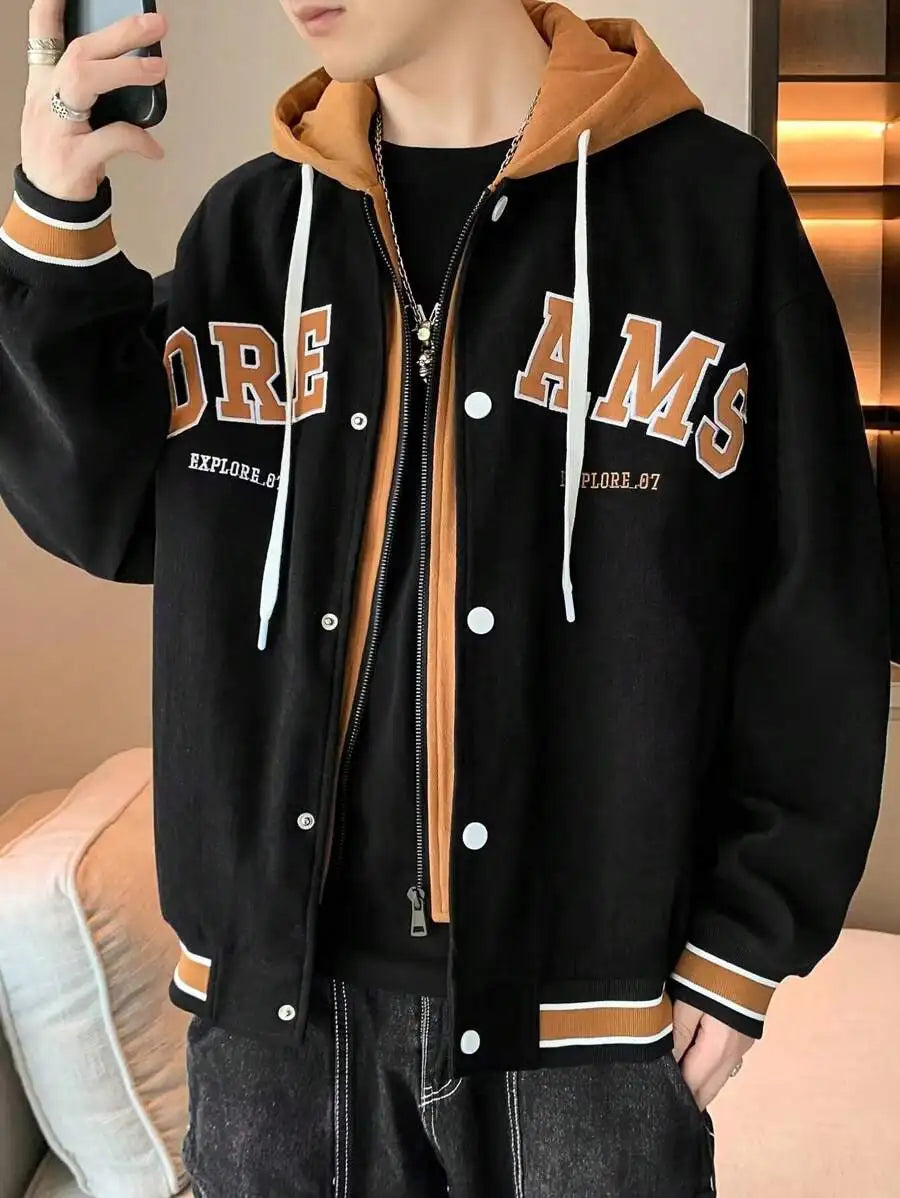Veste à capuche avec lettres d'étudiant pour hommes et femmes, nouvelle marque assortie avec tout, tendance, uniforme de Baseball universitaire de haute qualité, automne