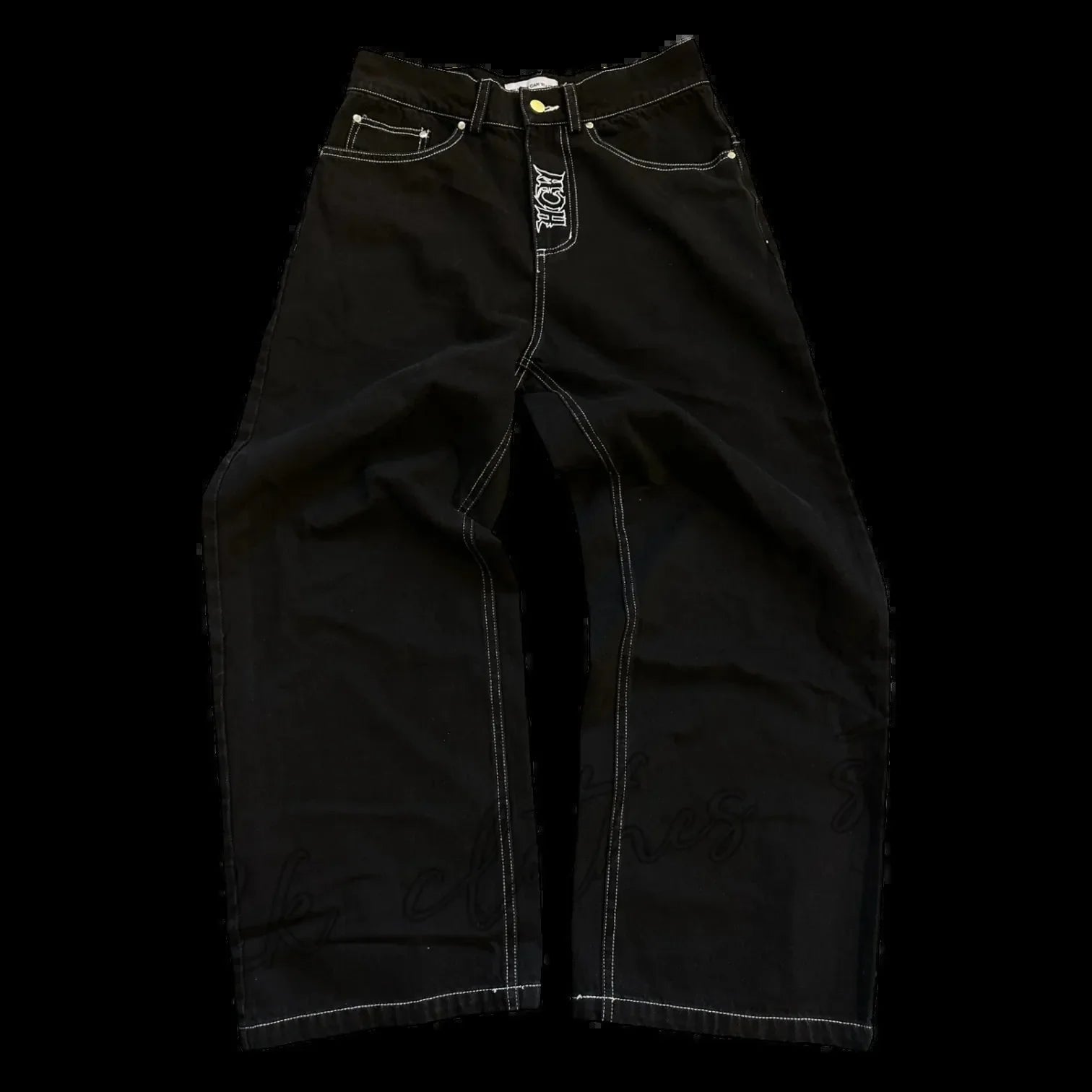 Nouveau Baggy décontracté jambe large Jean hommes rue rétro Hip Hop imprimé Jean tendance mode noir taille haute Jean Y2k hommes vêtements 2023