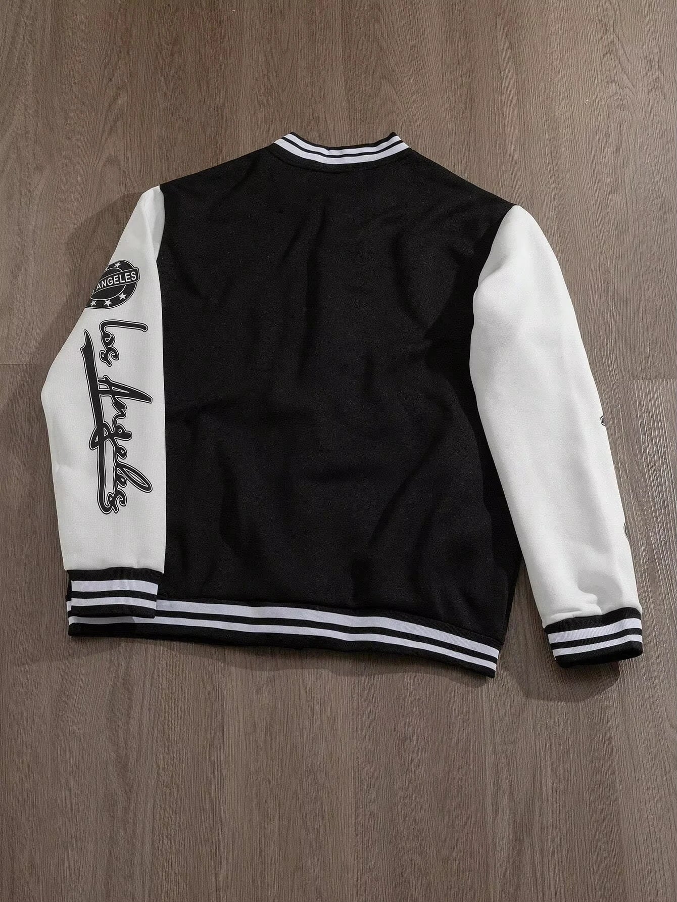 Manfinity EMRG hommes Simple impression quotidien à manches longues veste de Baseball hommes veste hommes vêtements vestes pour hommes