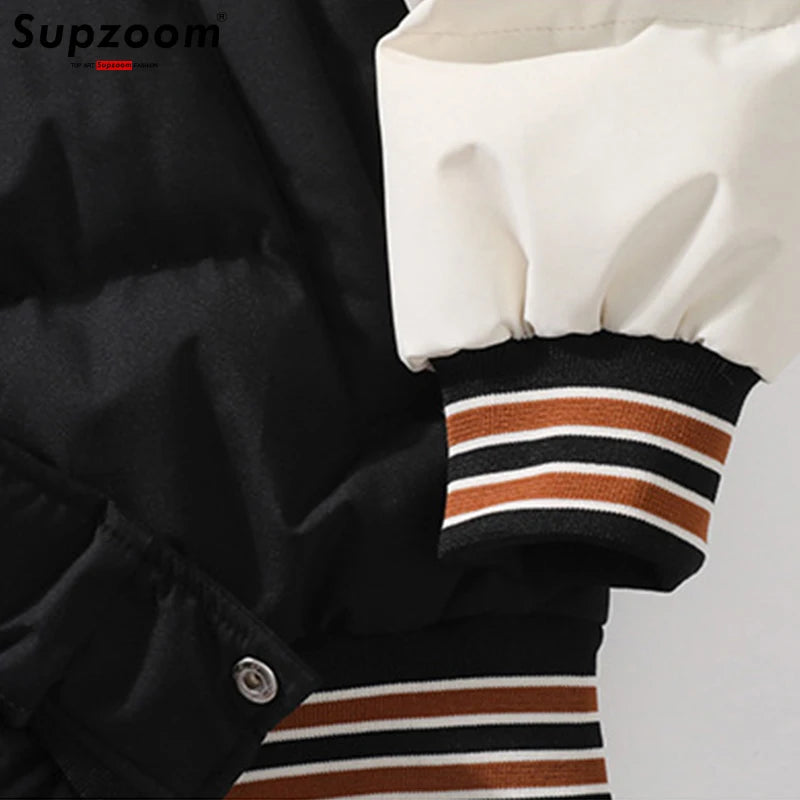 Supzoom nouveauté décontracté broderie hommes hiver à la mode faux deux pièces à capuche pain costume Couple coton rembourré vestes et manteaux