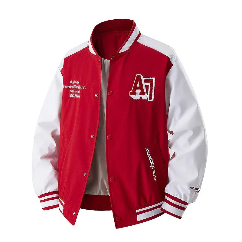 Veste de Baseball rétro américaine pour hommes, col montant, vêtements d'extérieur décontractés, coupe ample, manteau de printemps et d'automne