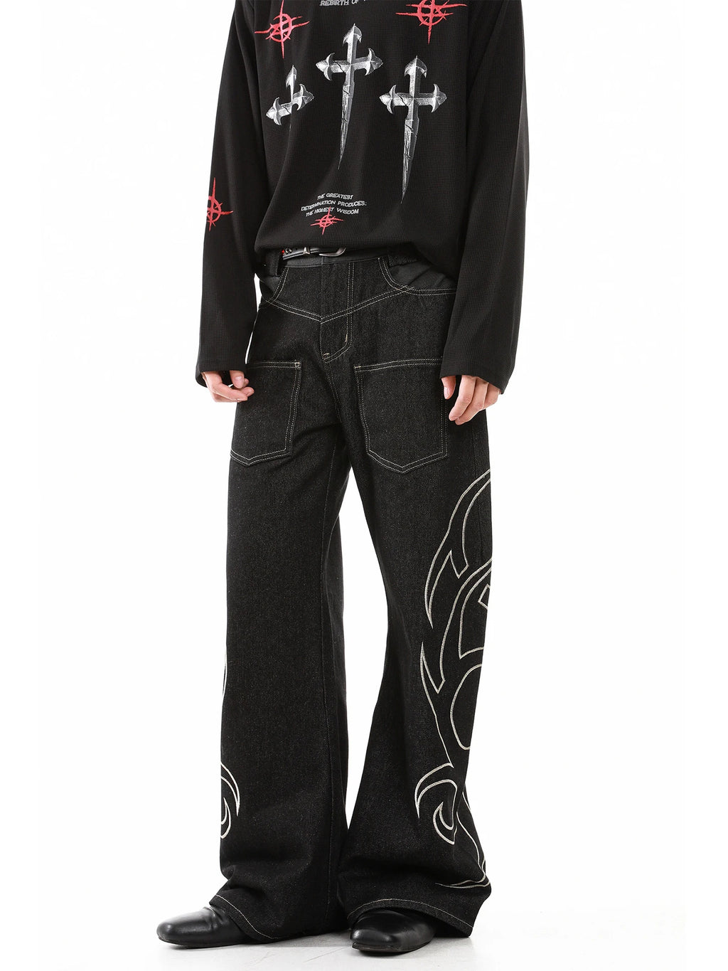 Jean de rue pour hommes, couleur unie, poche tridimensionnelle, ceinture réglable, Denim décontracté, pantalon Cargo droit
