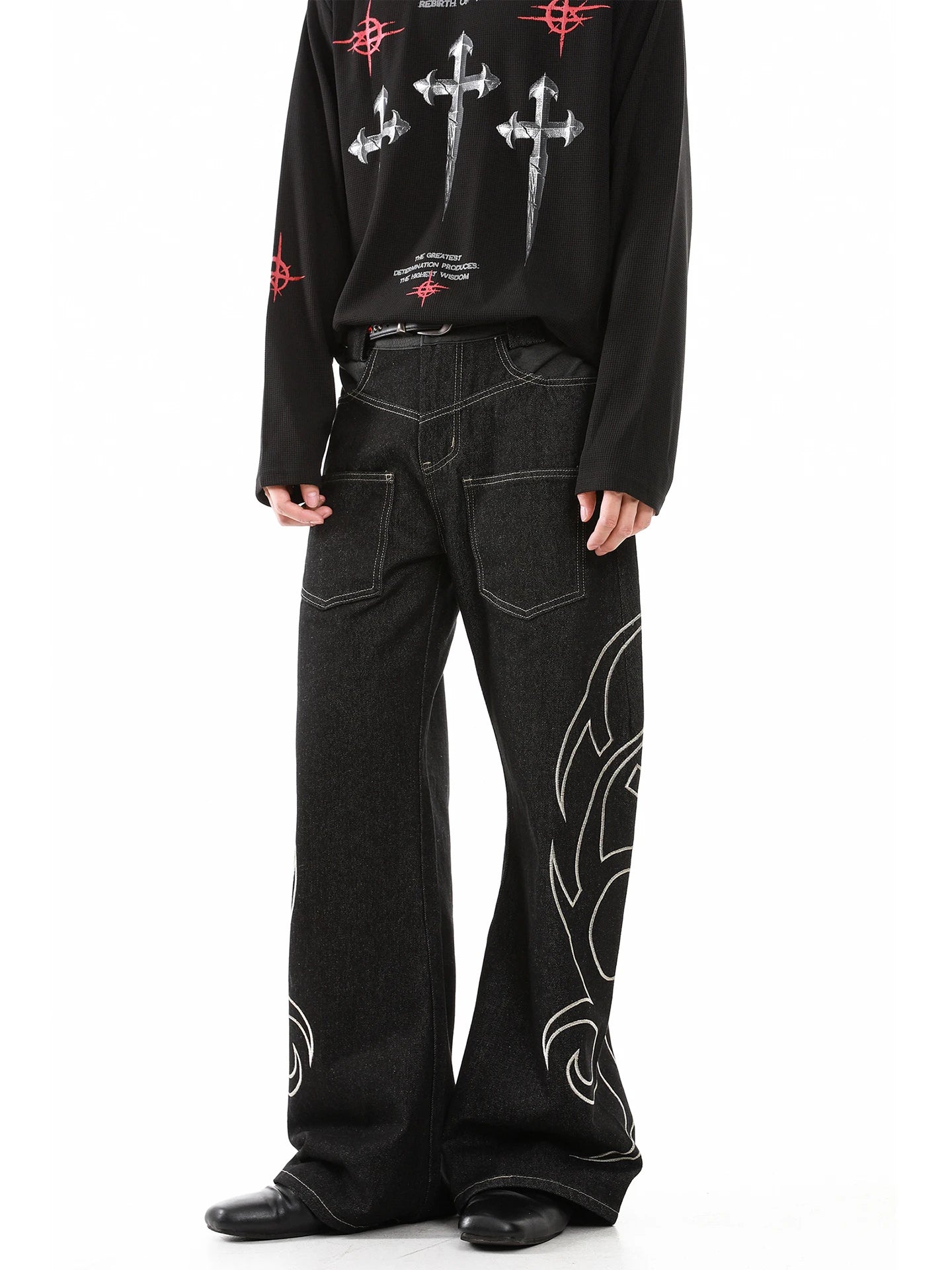 Jean de rue pour hommes, couleur unie, poche tridimensionnelle, ceinture réglable, Denim décontracté, pantalon Cargo droit