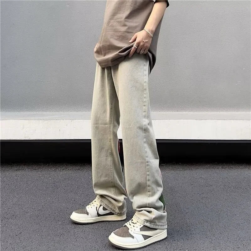 2025 nouveau Goth Graffiti brodé Jean hommes haute rue Harajuku mode Denim pantalon Hip Hop Y2K Vintage Jean pantalones