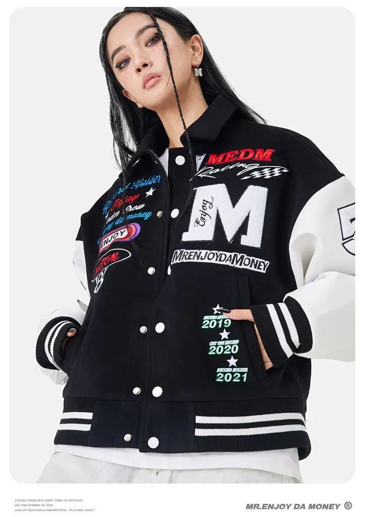 Veste d'uniforme de baseball brodée pour hommes, style américain, européen et américain, rétro, styles de couple, tendance printemps et automne, Y2K