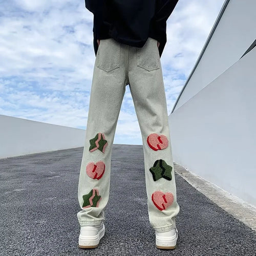 2025 nouveau Goth Graffiti brodé Jean hommes haute rue Harajuku mode Denim pantalon Hip Hop Y2K Vintage Jean pantalones