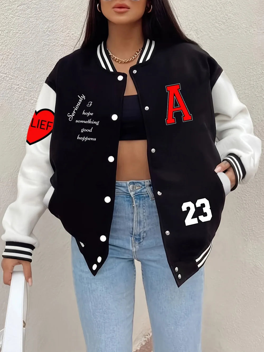 Espoir quelque chose de bon arrive imprime manteau de Baseball femmes bases vestes de sport polaire chaud doux hauts décontracté poche femme vêtements