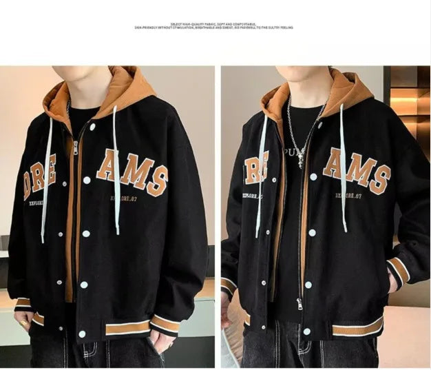 Veste à capuche avec lettres d'étudiant pour hommes et femmes, nouvelle marque assortie avec tout, tendance, uniforme de Baseball universitaire de haute qualité, automne