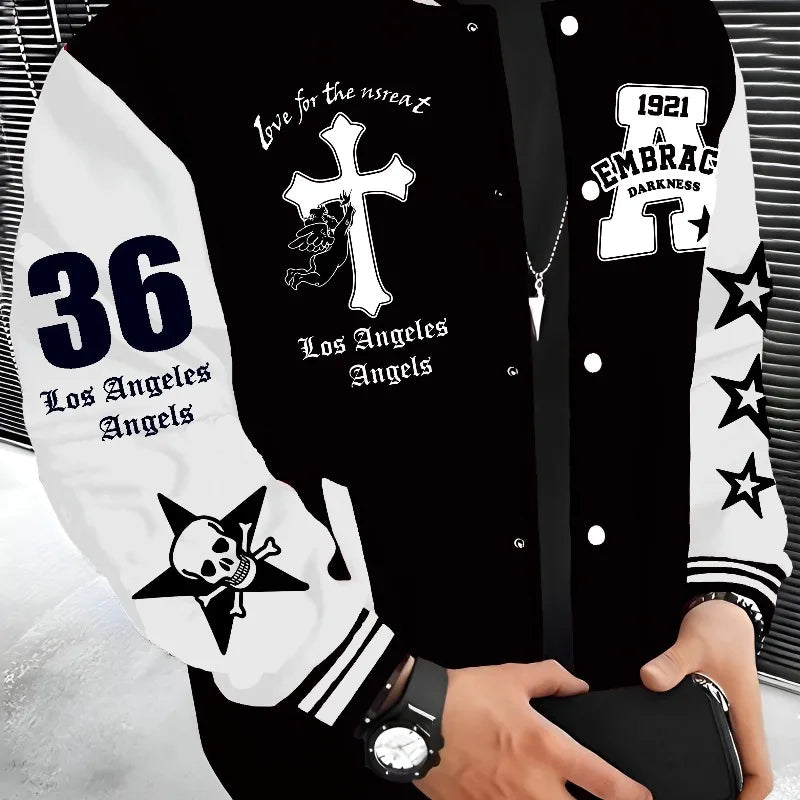 Veste d'université Los Angeles pour hommes, veste de Baseball rouge et noire, Style Hip Hop Rock, automne/hiver, Streetwear décontracté pour hommes