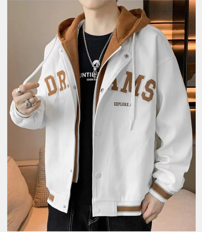 Veste à capuche avec lettres d'étudiant pour hommes et femmes, nouvelle marque assortie avec tout, tendance, uniforme de Baseball universitaire de haute qualité, automne