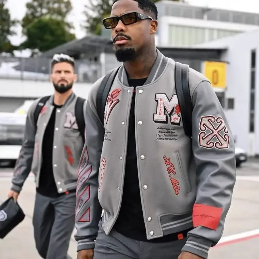 Uniformes de baseball en brique chaude avec lettres brodées lourdes pour hommes et femmes, hauts américains d'automne et d'hiver, tendance de la mode rétro