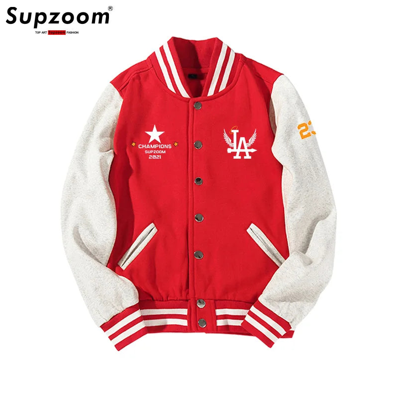 Supership-Veste de baseball décontractée à simple boutonnage avec logo, haut en coton à manches côtelées avec lettre, manteau cardigan adt, nouvelle arrivée, mode
