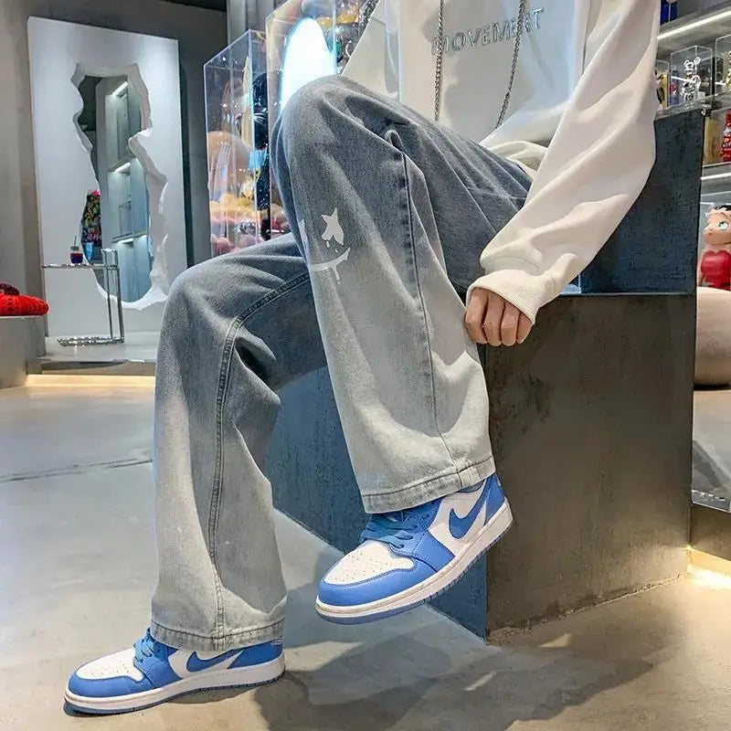 Jean Baggy Vintage à Jambes Larges pour Homme, Pantalon Streetwear Surdimensionné, Droit et Long, à la Mode, Y2k, 2024