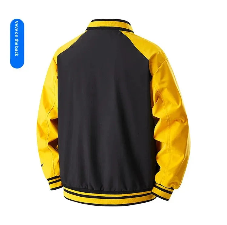 Veste de Baseball rétro américaine pour hommes, col montant, vêtements d'extérieur décontractés, coupe ample, manteau de printemps et d'automne
