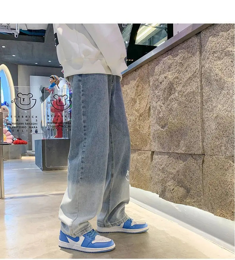 Jean Baggy Vintage à Jambes Larges pour Homme, Pantalon Streetwear Surdimensionné, Droit et Long, à la Mode, Y2k, 2024