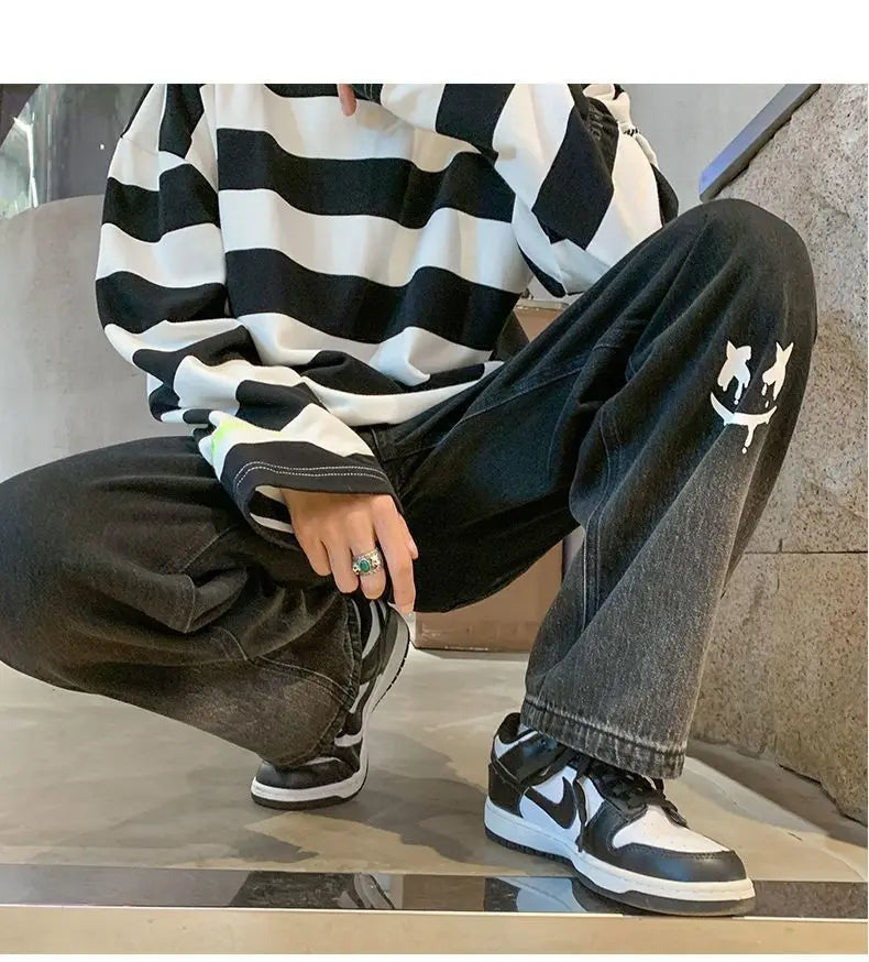 Jean Baggy Vintage à Jambes Larges pour Homme, Pantalon Streetwear Surdimensionné, Droit et Long, à la Mode, Y2k, 2024