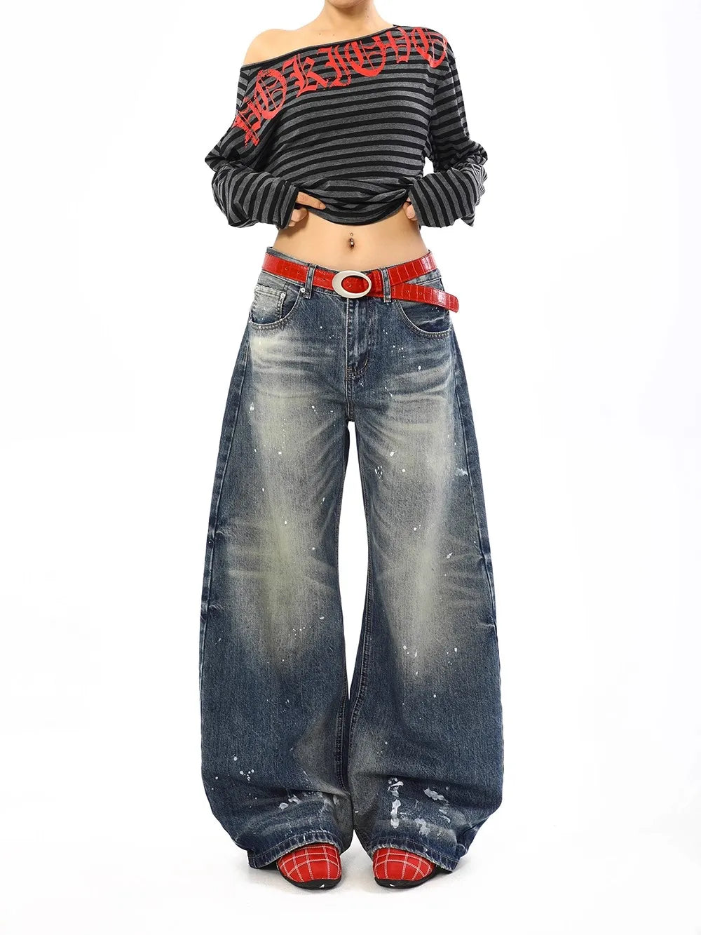 Jean Baggy Vintage taille haute pour femmes, pantalon à jambes larges, surdimensionné, Harajuku, jambes droites, Y2K
