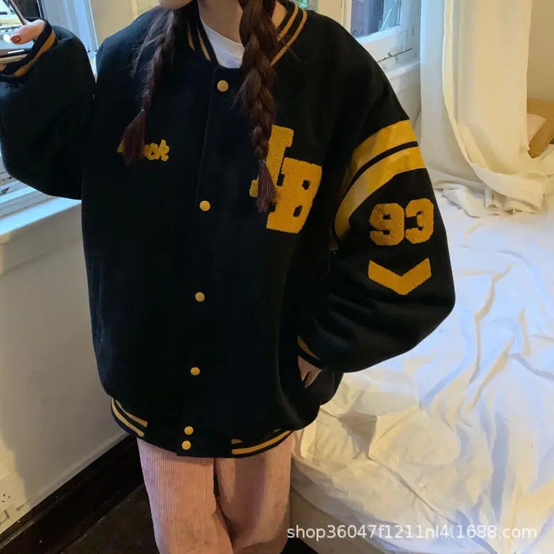 Streetwear Y2K mode hommes et femmes vestes décontractée mode lettre broderie uniforme de Baseball k-pop manteau ample surdimensionné