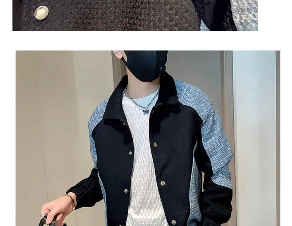 Mn-Vestes décontractées épissées pour hommes, col rabattu, combinaison coréenne à simple boutonnage, couleurs durables, nouveaux abonnés, automne, hiver