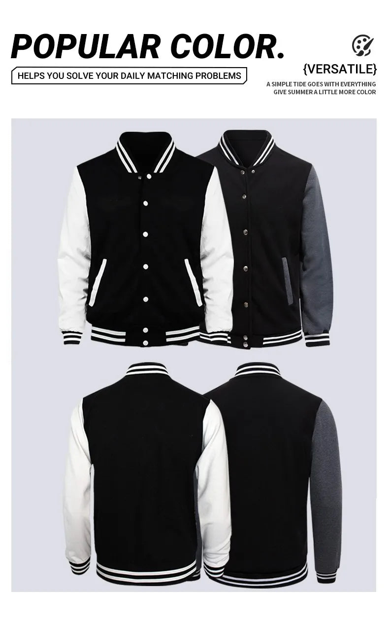 Veste de Baseball imprimée Your Attitude pour hommes, haut ample et décontracté, vêtements polaires d'automne, manteau Hip Hop américain