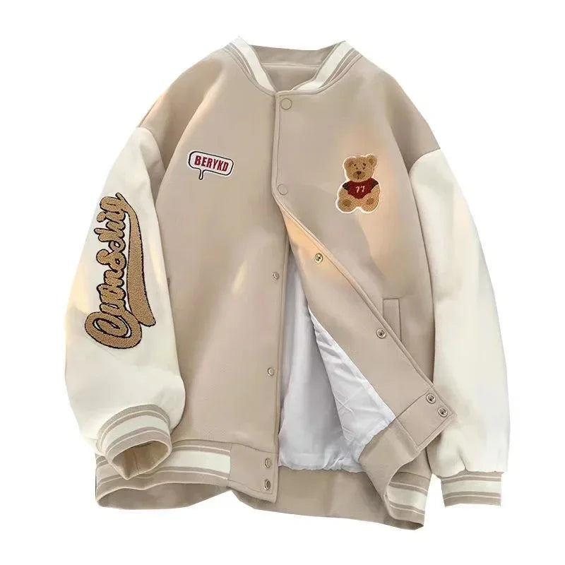 Uniformes de baseball en brique chaude avec lettres brodées lourdes pour hommes et femmes, hauts américains d'automne et d'hiver, tendance de la mode rétro