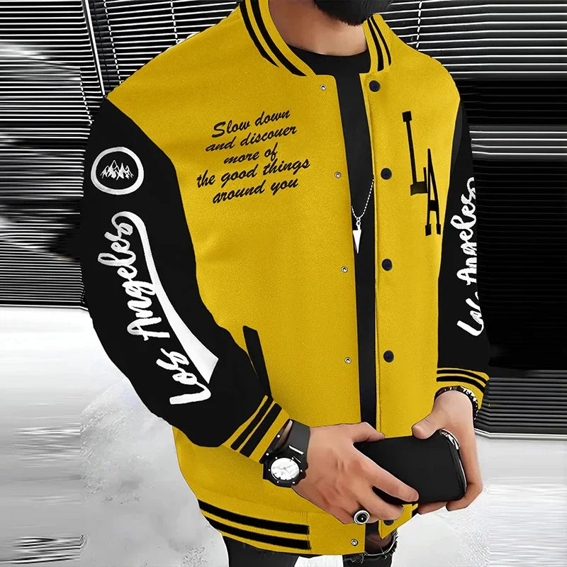 Veste Happator pour hommes avec lettre LA brodée, vestes universitaires vintage, uniforme de baseball coréen pour hommes, combinaison patchwork, printemps, nouveau, 2025