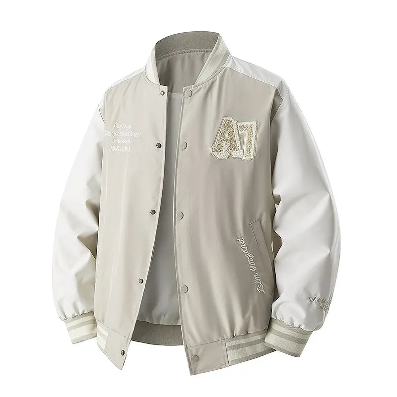 Veste de Baseball rétro américaine pour hommes, col montant, vêtements d'extérieur décontractés, coupe ample, manteau de printemps et d'automne