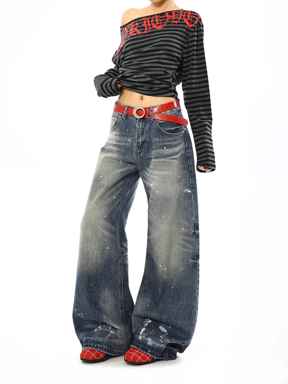 Jean Baggy Vintage taille haute pour femmes, pantalon à jambes larges, surdimensionné, Harajuku, jambes droites, Y2K