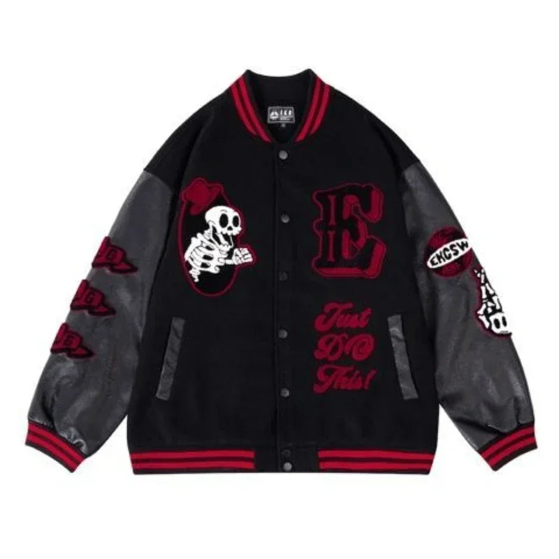 Uniformes de baseball en brique chaude avec lettres brodées lourdes pour hommes et femmes, hauts américains d'automne et d'hiver, tendance de la mode rétro