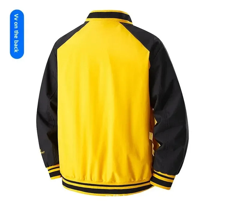 Veste de Baseball rétro américaine pour hommes, col montant, vêtements d'extérieur décontractés, coupe ample, manteau de printemps et d'automne