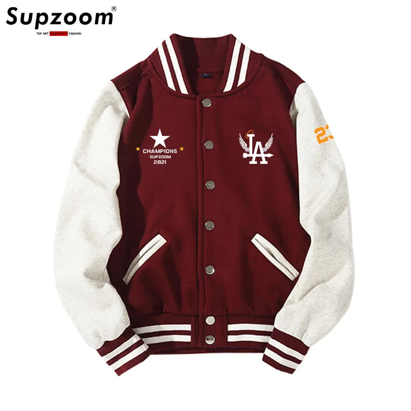 Supership-Veste de baseball décontractée à simple boutonnage avec logo, haut en coton à manches côtelées avec lettre, manteau cardigan adt, nouvelle arrivée, mode