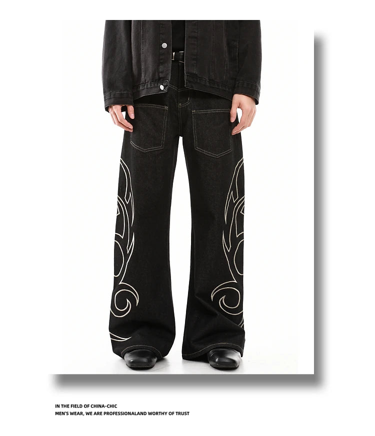 Jean de rue pour hommes, couleur unie, poche tridimensionnelle, ceinture réglable, Denim décontracté, pantalon Cargo droit