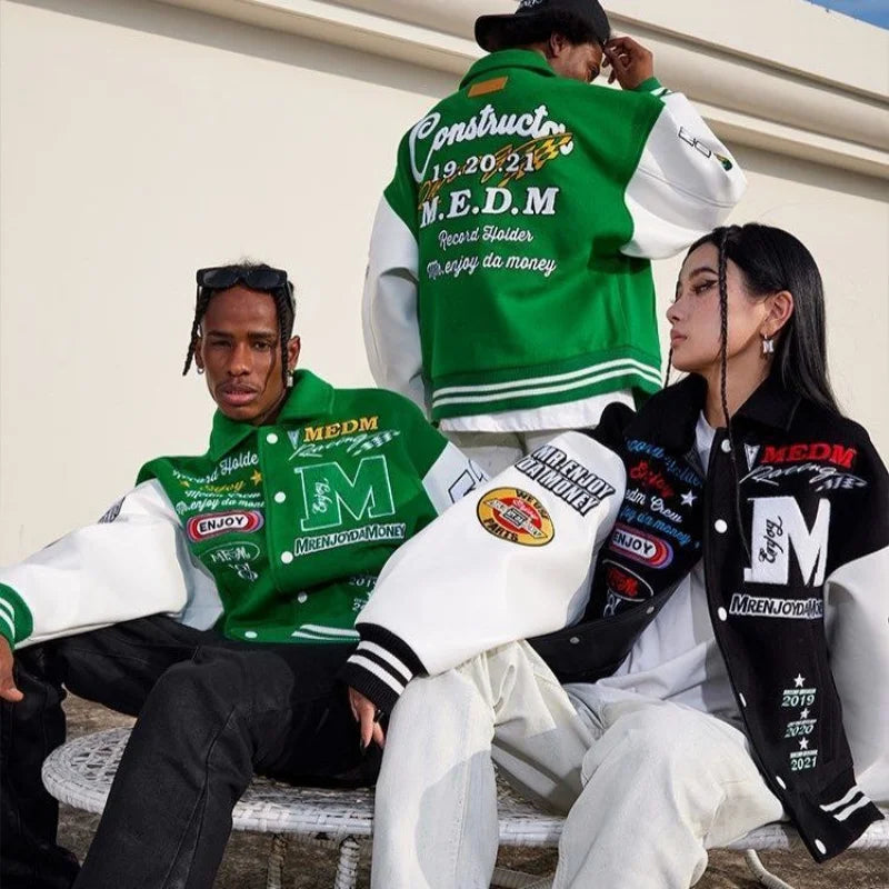Veste d'uniforme de baseball brodée pour hommes, style américain, européen et américain, rétro, styles de couple, tendance printemps et automne, Y2K