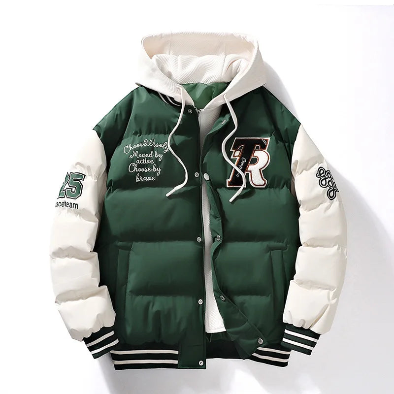 Supzoom nouveauté décontracté broderie hommes hiver à la mode faux deux pièces à capuche pain costume Couple coton rembourré vestes et manteaux